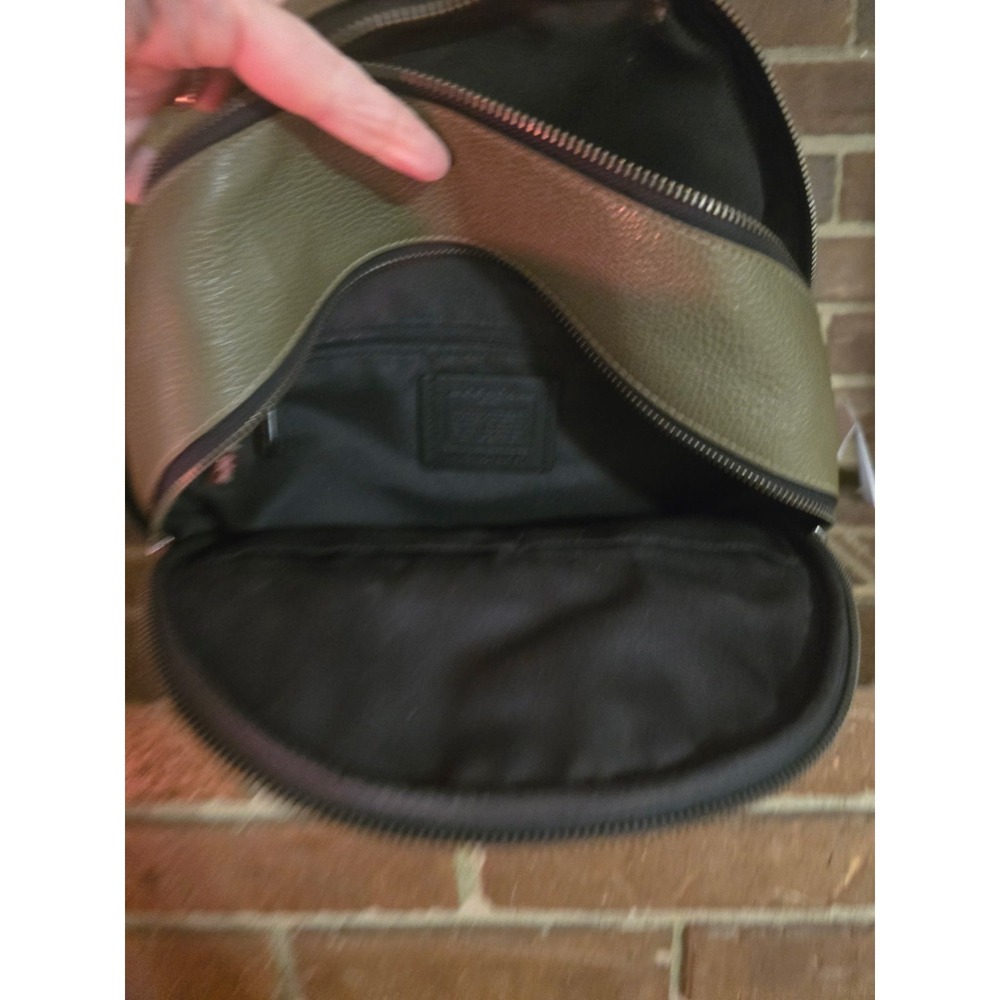 Coach Court Backpack Color Block Leather Bag Olive Black White - Picture 5 of 10